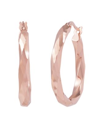 Polished Twist Tube Hoop Earrings in 10k Rose Gold