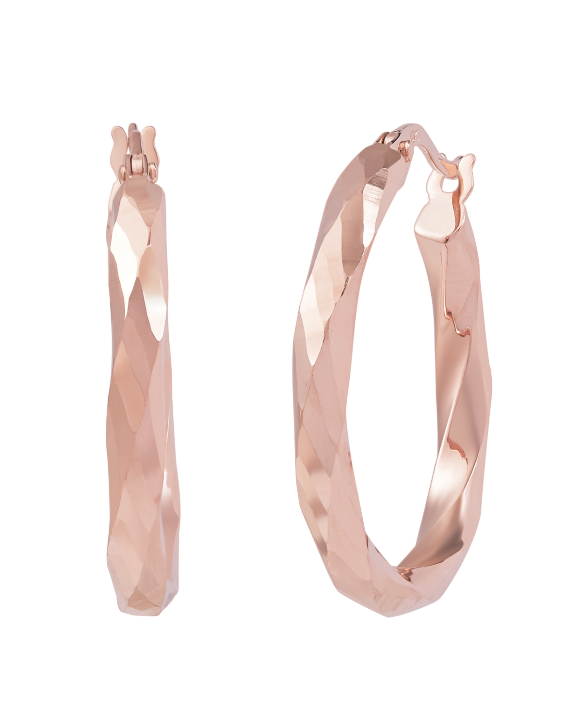 Macy's Polished Twist Tube Hoop Earrings in 10K Rose Gold