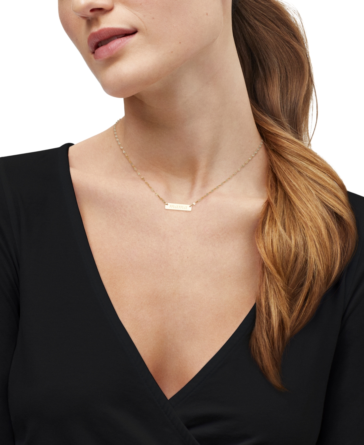 Italian Gold Polished Mama Pendant Necklace in 10k Yellow Gold