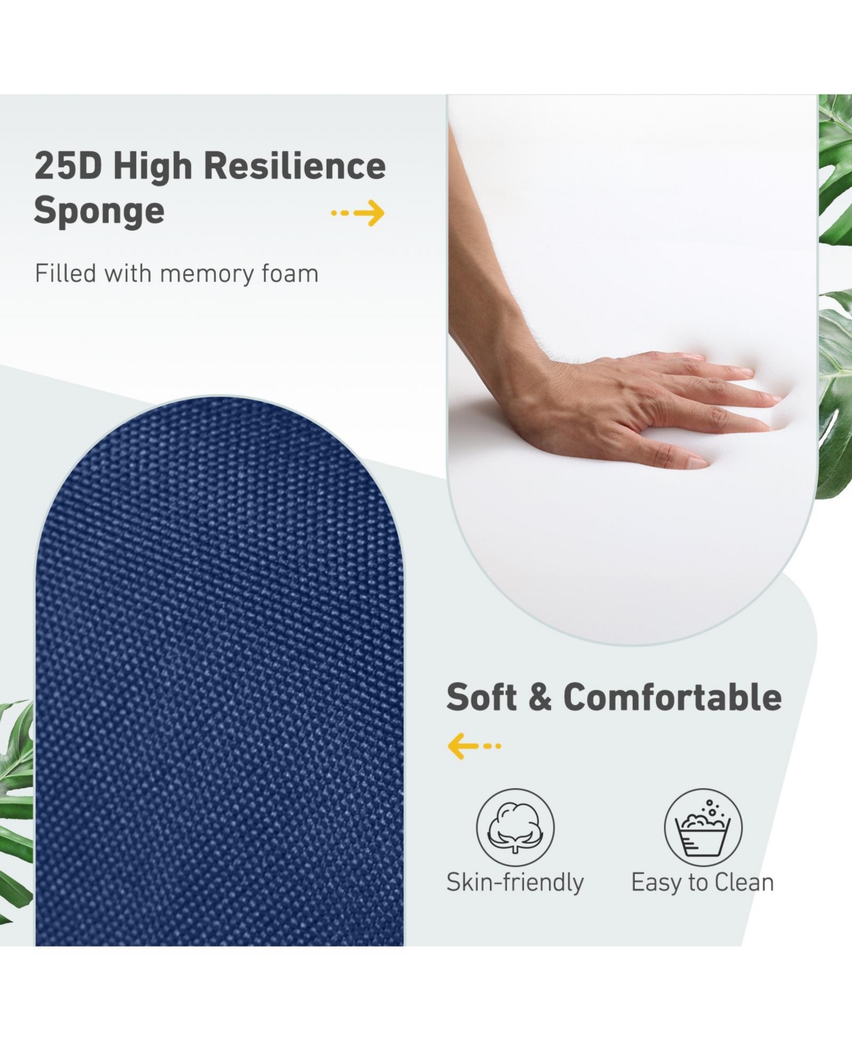 Aoodor 4Pcs Outdoor High Back Dining Chair Cushion Set - 21'' × 44''