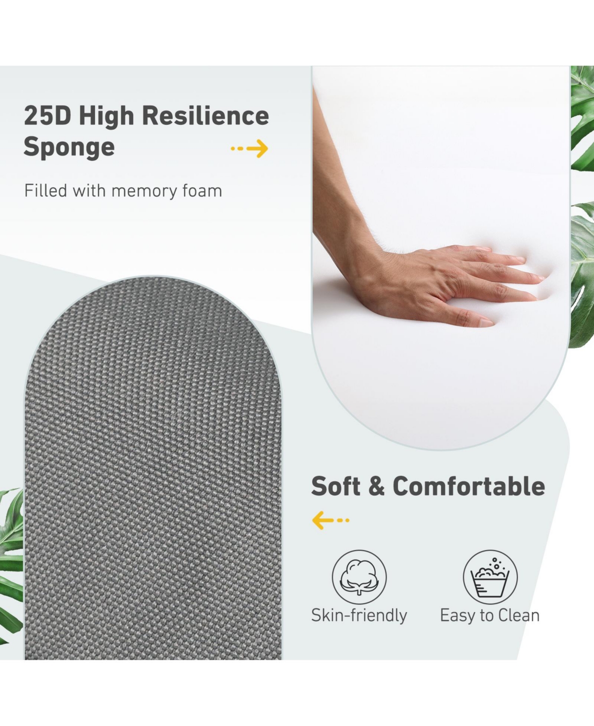 Aoodor 4Pcs Outdoor High Back Dining Chair Cushion Set - 21'' × 44''