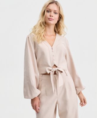 Women's Shirley Linen Tie-Front Blouse image