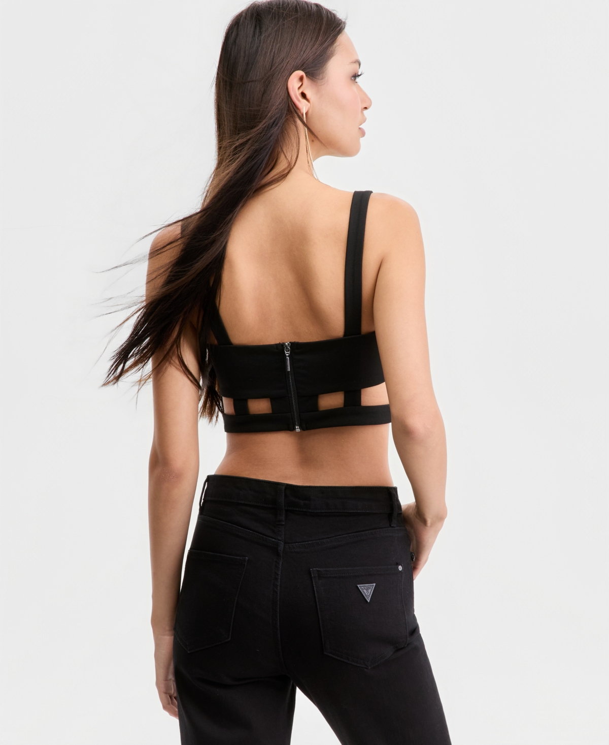 Guess Women's Koryn Cropped Ponte Cage-Back Top