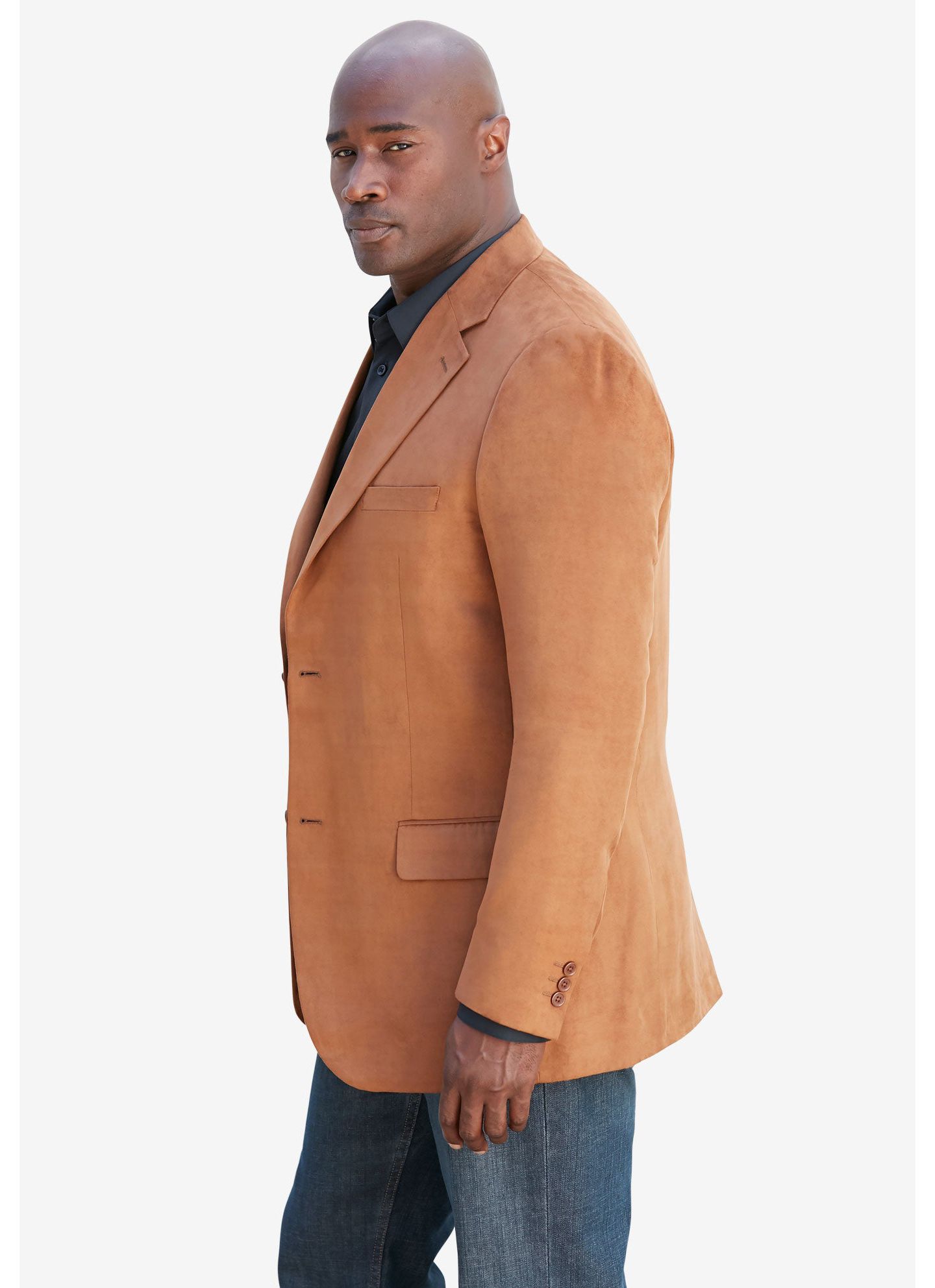 Мужской пиджак KingSize Microsuede Blazer, цвет: Бордовый — фото 3