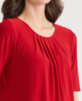 Women's Pleat Neck Knit Top, Regular & Petite