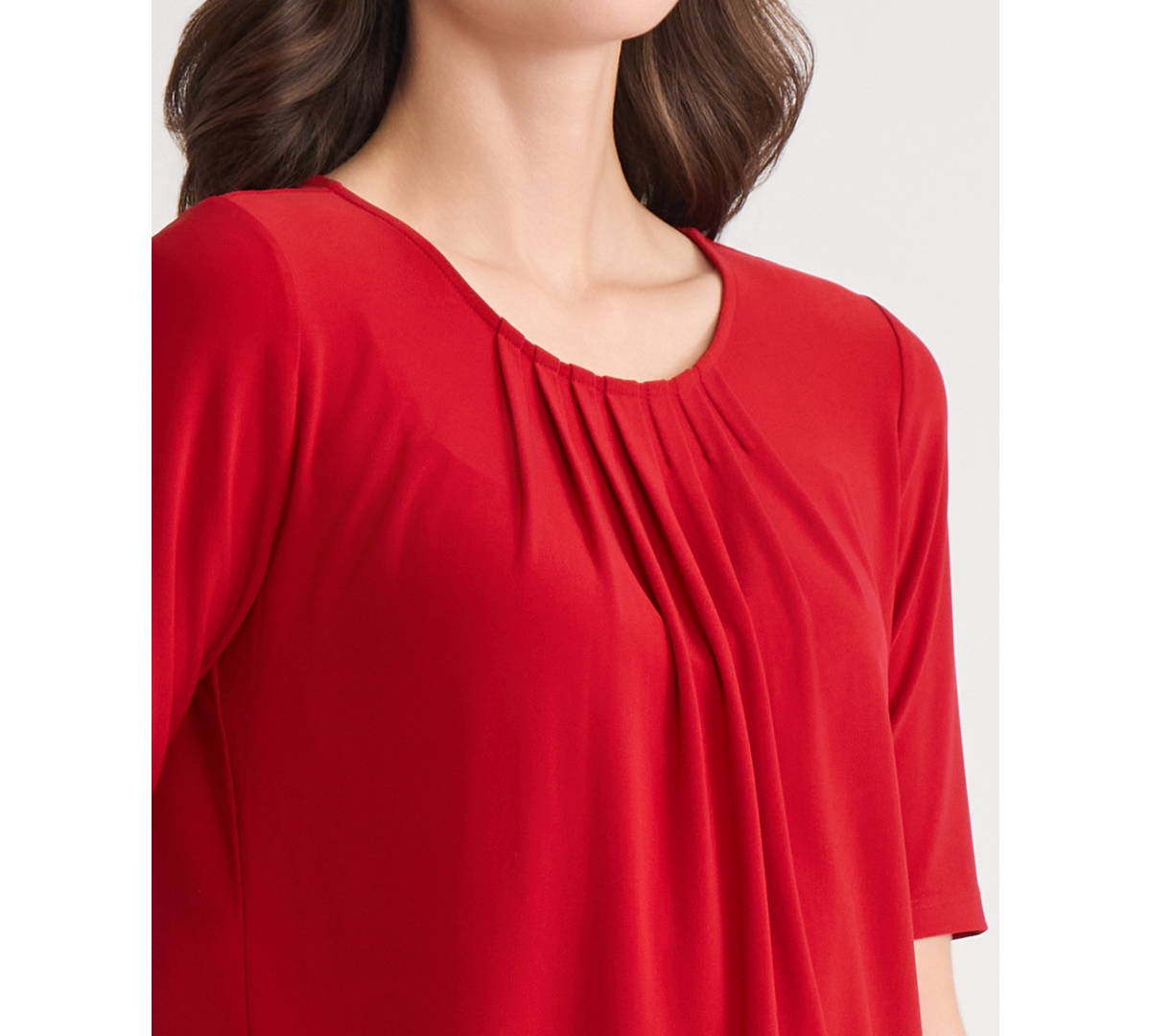 Kasper Women's Pleat Neck Knit Top, Regular & Petite In Red