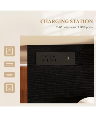 70" Bar Table with Charging Station, Bar Height Pub Table,