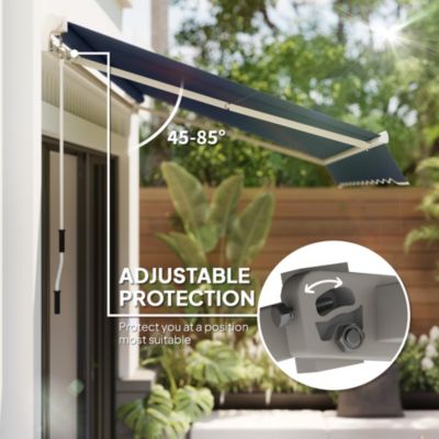 12' x 8' Retractable Awning, Patio Awning Sun Shade Shelter,