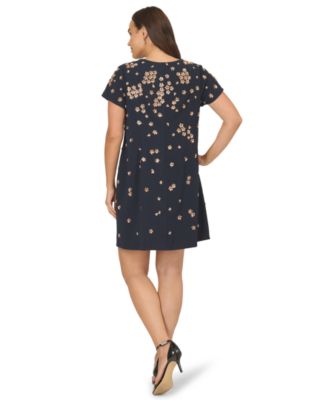 Women's Plus Size Bead Short-Sleeve Dress