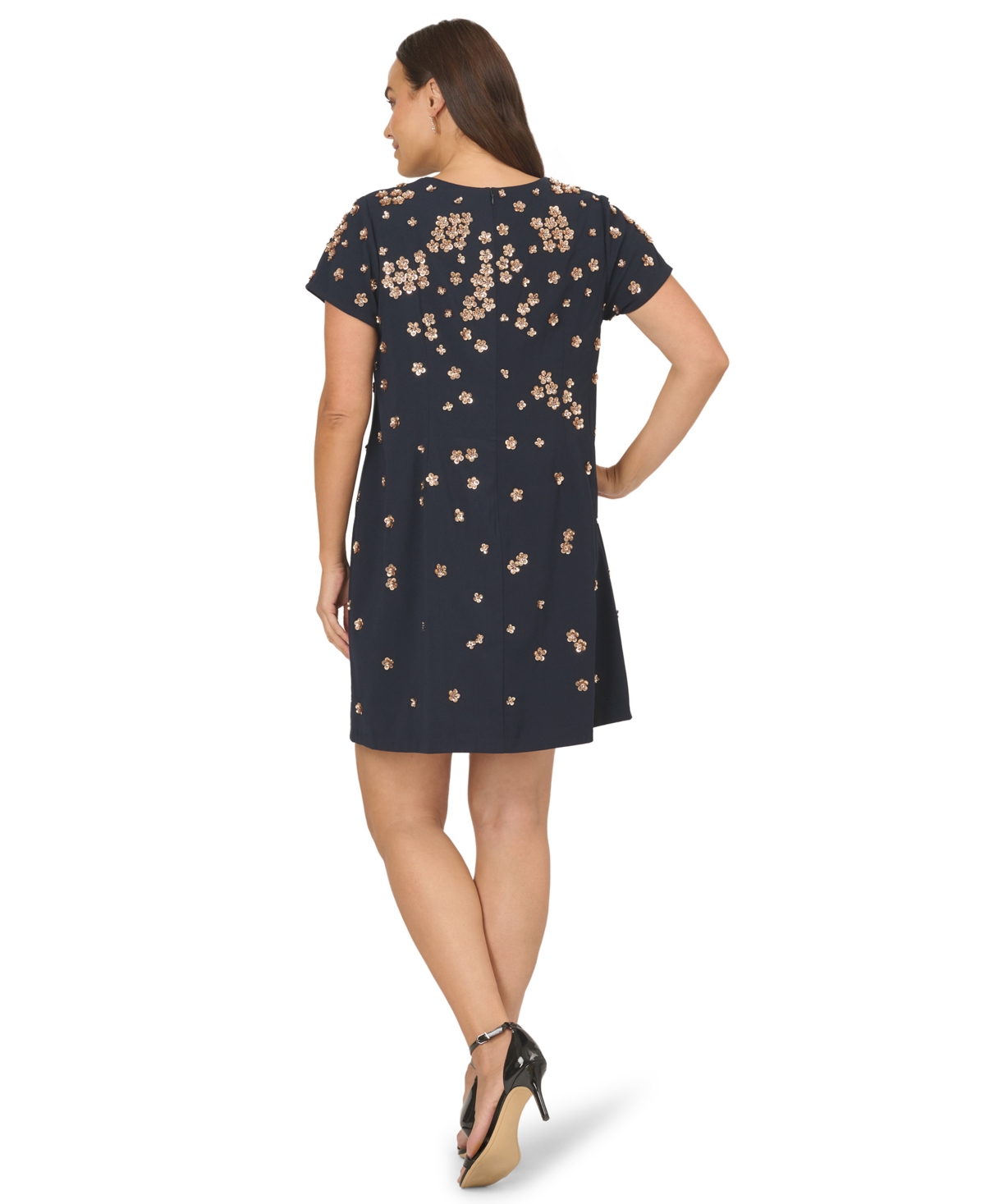 Adrianna Papell Plus Bead Short-Sleeve Dress
