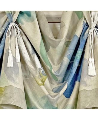 Linen Floral 3-Scoop Victory Swag Natural 4 Tabs 64"W x 26"L For windows up to 60"W