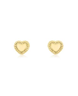Baby Beaded Heart Screw Back Stud Earrings 14K Gold