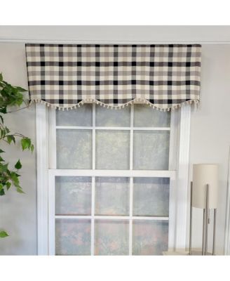 Ruskin Check Provance 3" Rod Pocket Lining Luxurious and Elegant Window Treatment Valance 50" x 15" Black