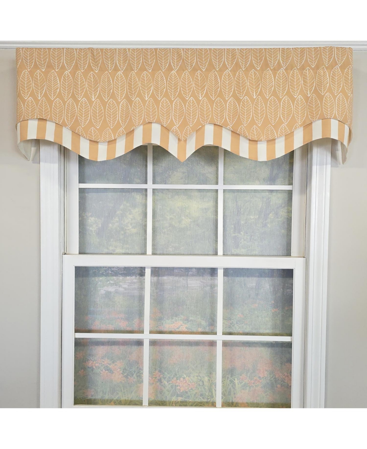 Rlf Home 100% Cotton Fall D-Regal Fully lined Windows Rod Pocket Valance 50" x 17" Tan