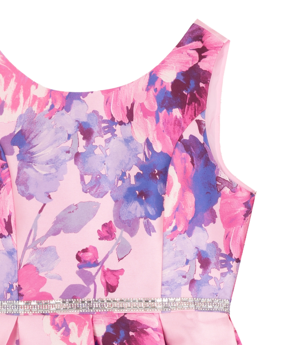 Rare Editions Girls 7-16 Printed Mikado Pleated Hi-Low Dress with Back Bow