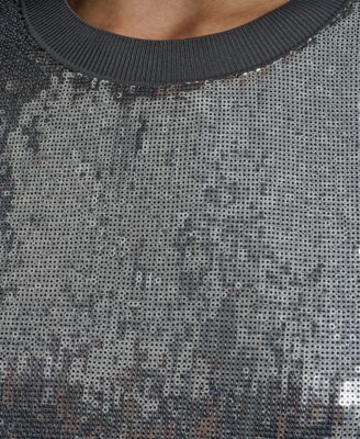 Women's Sequins Crewneck Boxy Short-Sleeve Relaxed T-Shirt