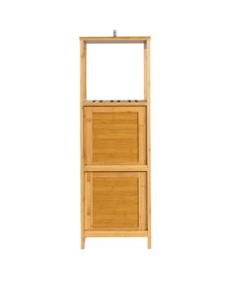 Bamboo 3-Tier Slatted Shelf with Crates, Natural