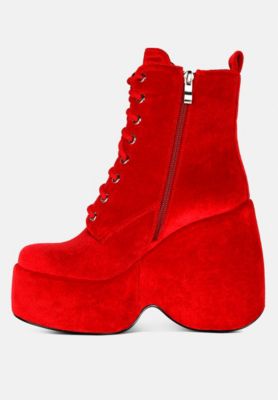 ASHCAN Womens High Platform Velvet Ankle Boots