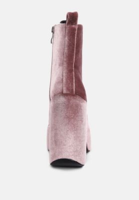 ASHCAN Womens High Platform Velvet Ankle Boots