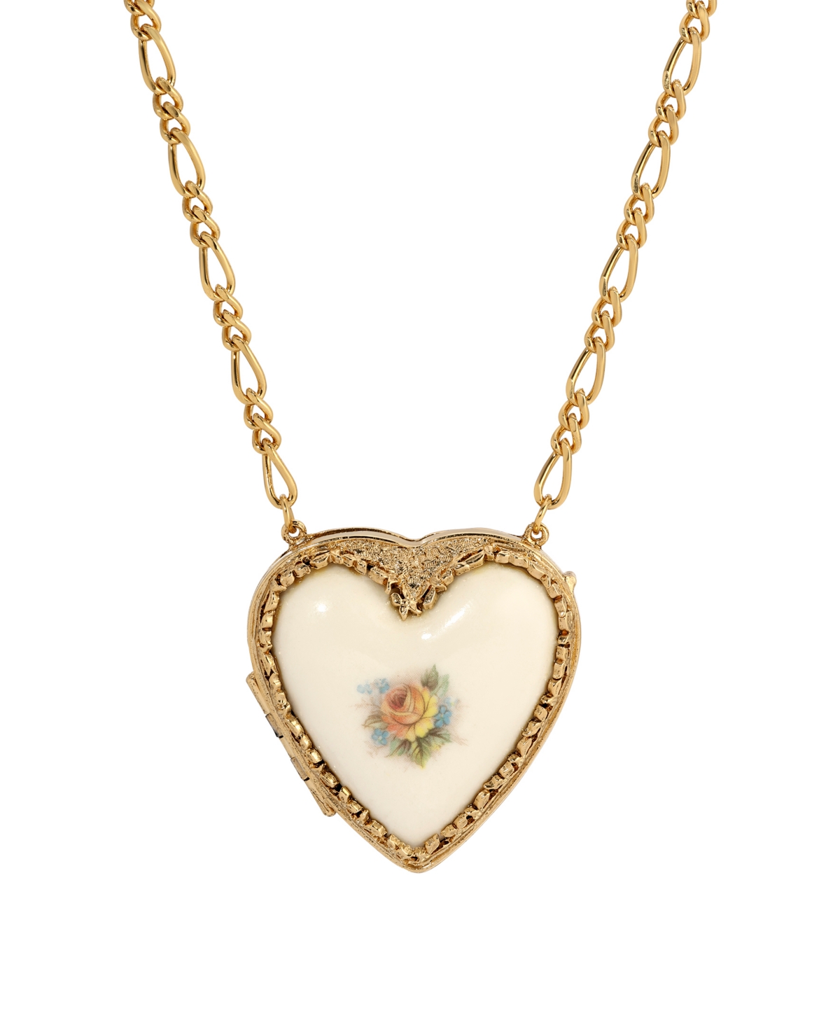 2028 Porcelain Heart Locket Necklace In Yellow