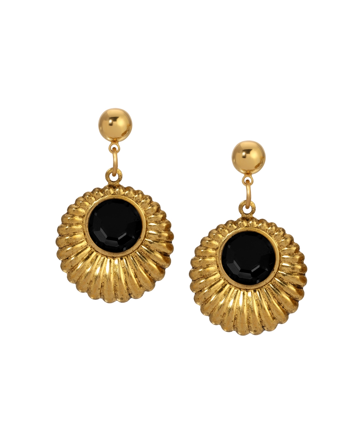 2028 Gold Tone Crystal Drop Round Earrings