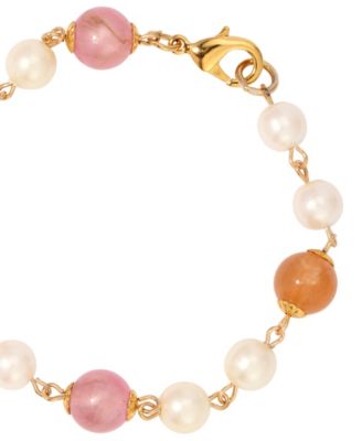 Faux Cultivated Pearl  Pink Peach Beaded Bracelet