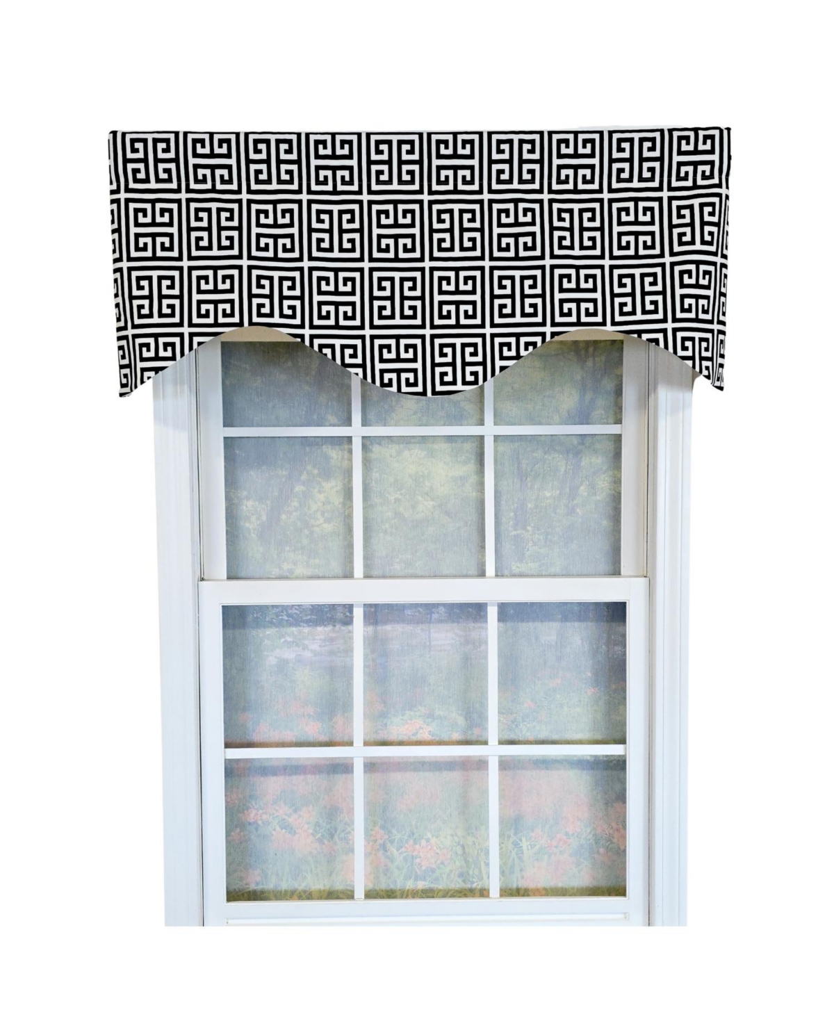 Rlf Home 100% Cotton Tower Cornice With Poly/Cotton Ivory lining Rod Pocket Valance 50" x 17" Black