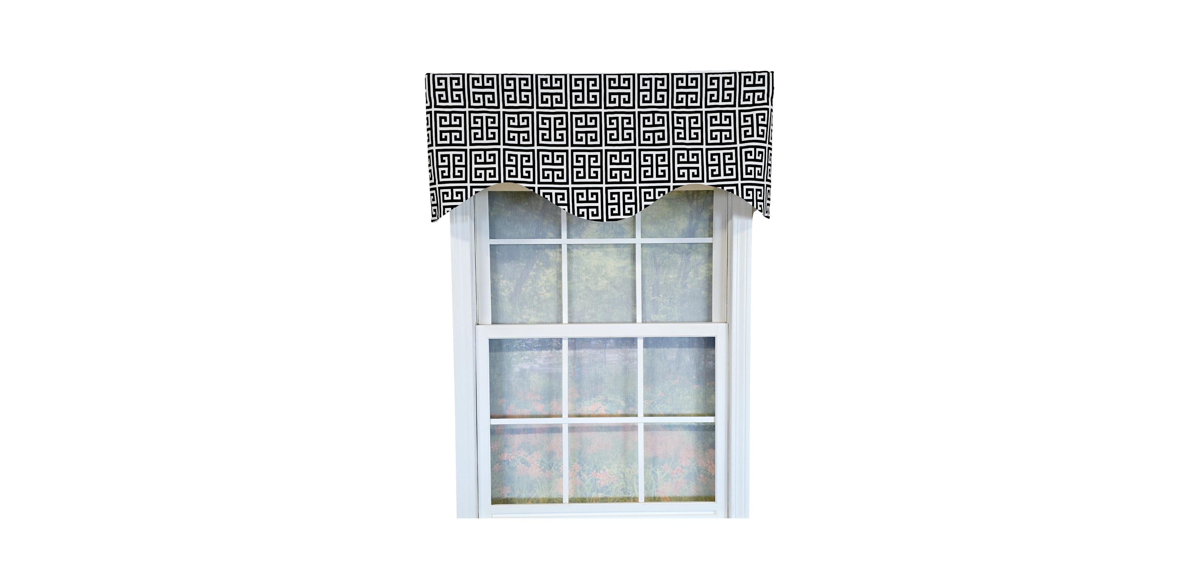 Rlf Home 100% Cotton Tower Cornice With Poly/Cotton Ivory lining Rod Pocket Valance 50" x 17" Black