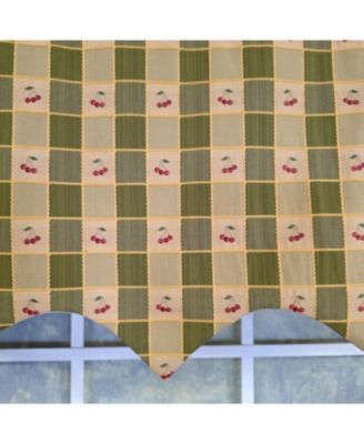 100% Cotton Cherry Squares Regal With Poly/Cotton lining Rod Pocket Valance 50" x 15" Green