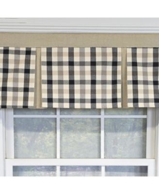 100% Cotton Bison Check Pleated  Unlined Windows Rod Pocket Valance 50" x 17"  Black