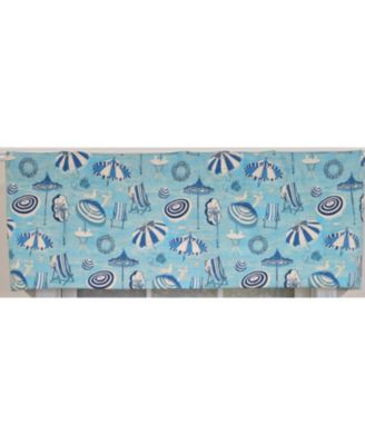 100% Cotton Beach Day Toilored  Fully lined Windows Rod Pocket Valance 51" x 16"  Blue
