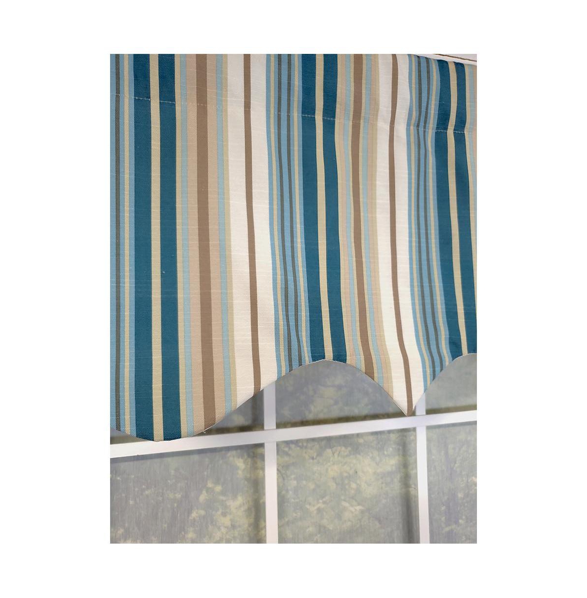 Rlf Home Elisa Stripe Regal 100% Cotton with Fully Lined 3" Rod Pocket High Quality Spot Clean Valance 50" x 17" Blue