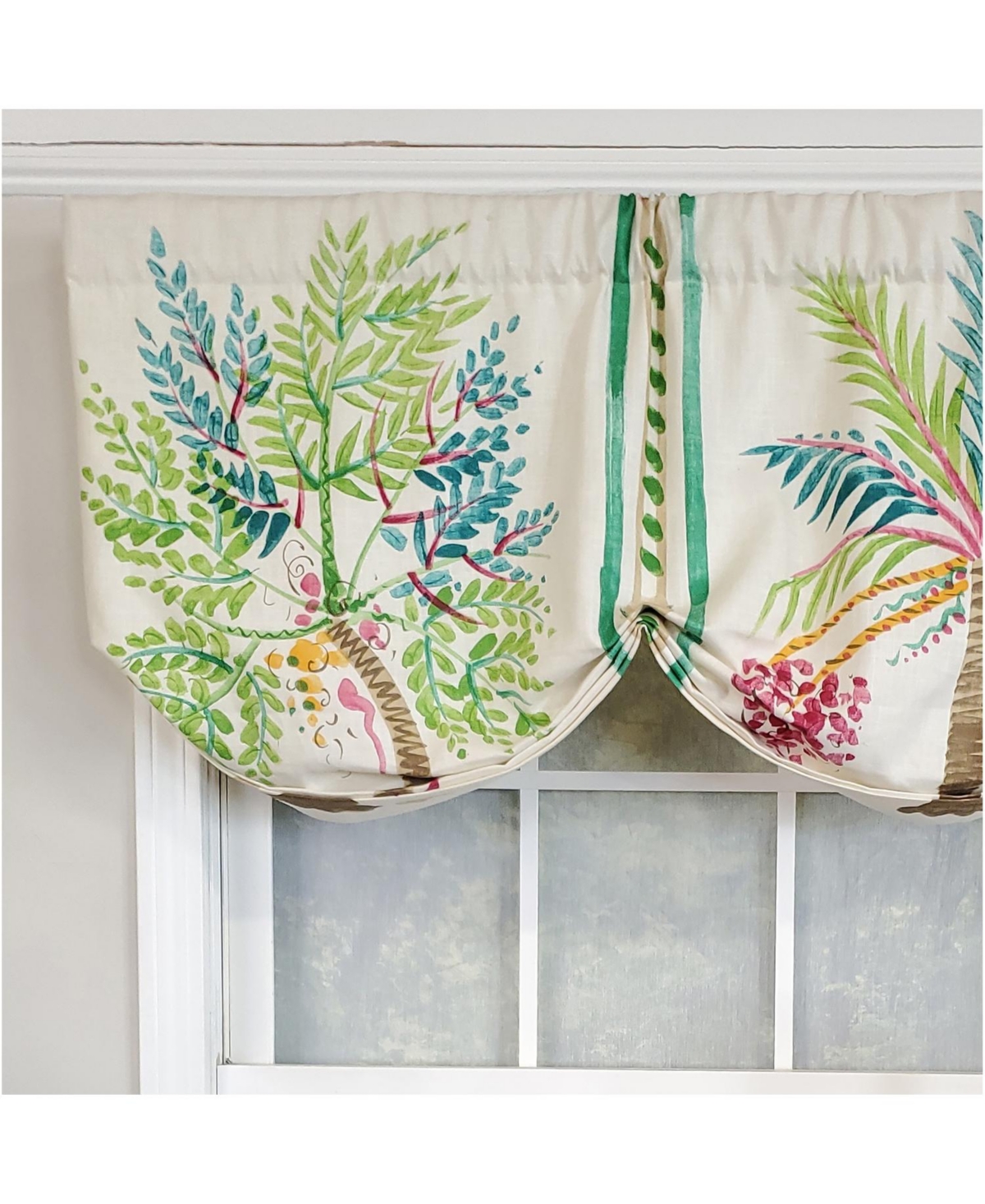 Rlf Home 3" Rod Pocket High Quality Fabric Felicity Stationary Balloon Valance for Windows 50" x 23" Multi