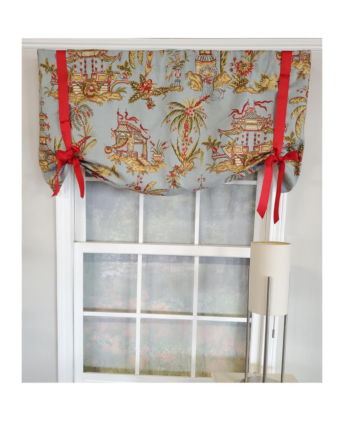 Rlf Home 3" Rod Pocket High Quality Fabric Yang Tie-Up Valance for Windows 50" x 24" Multi