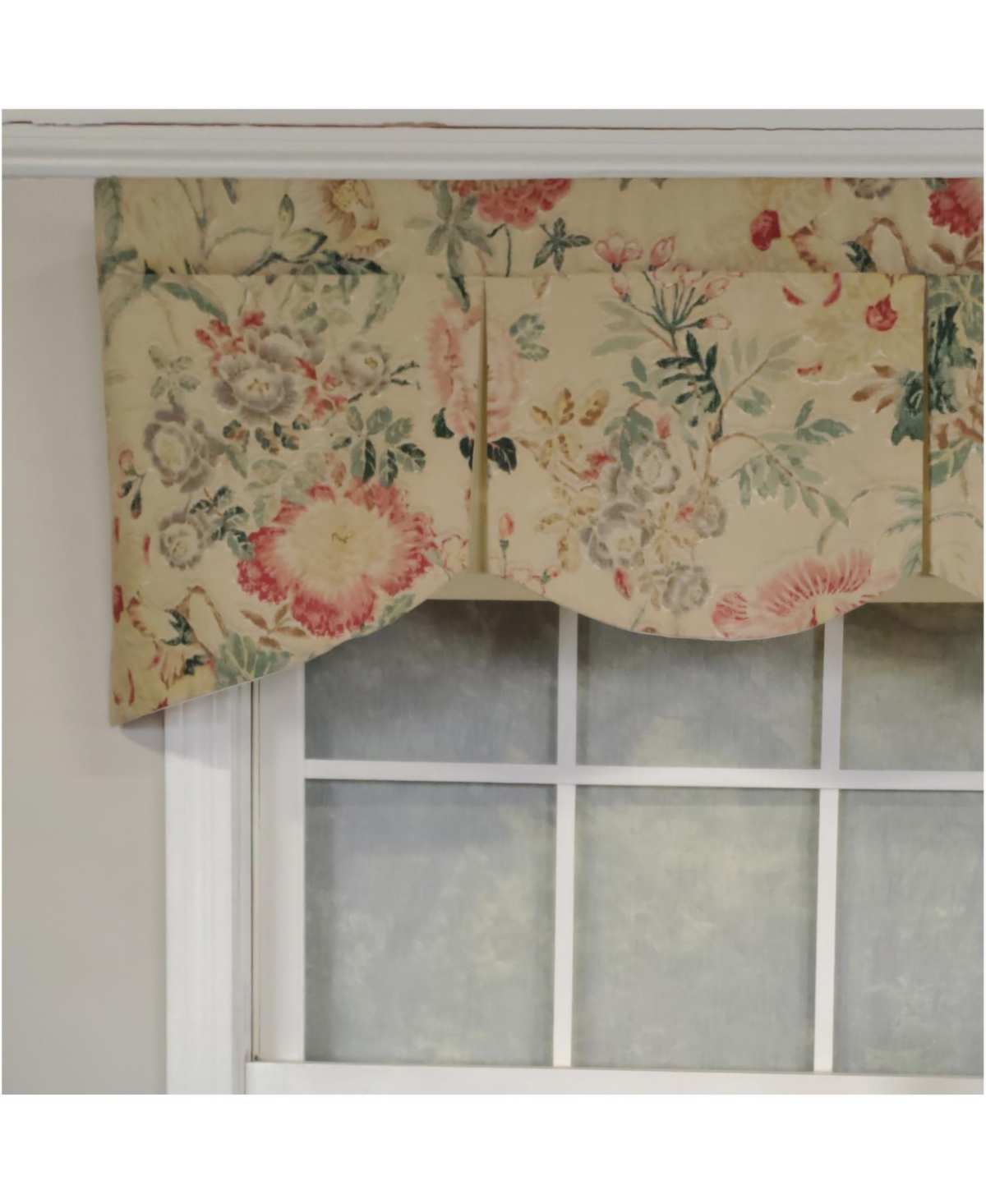 Rlf Home 3" Rod Pocket High Quality Fabric Hortencia Mandy Valance for Windows 50" x 17" Beige