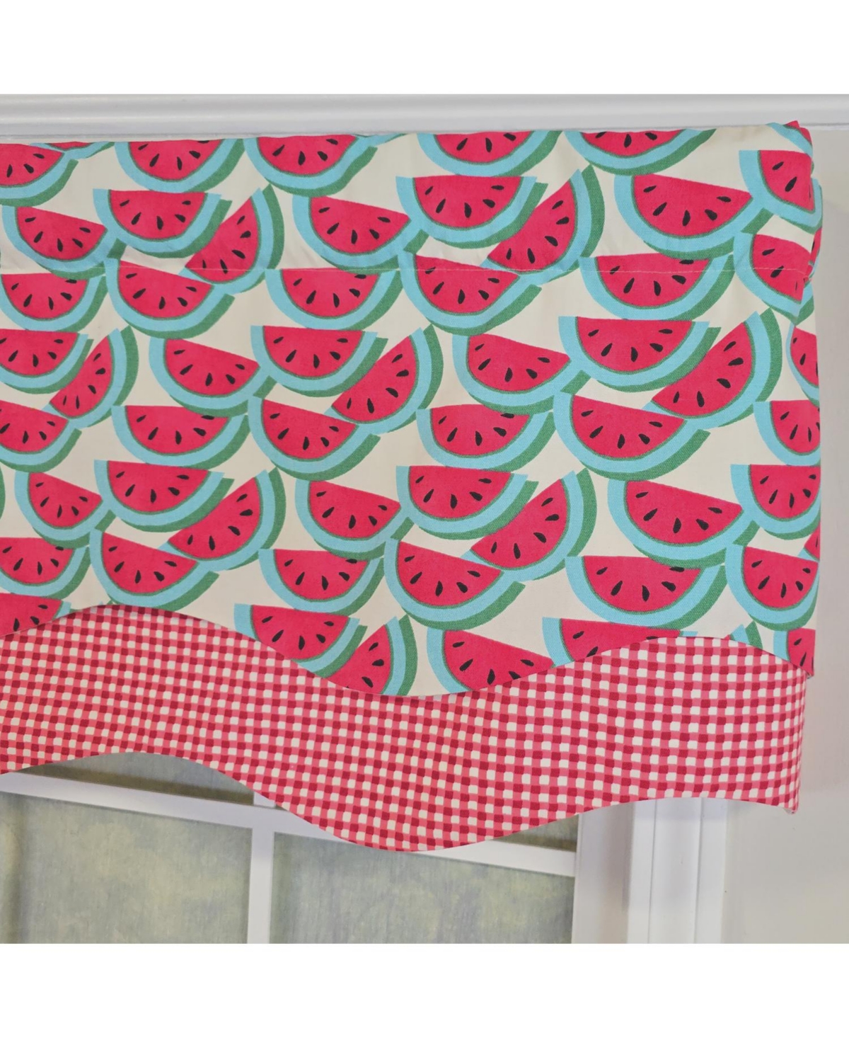 Rlf Home 100% Cotton Sandias Glory Fully lined Windows Rod Pocket Valance 50" x 16" Red