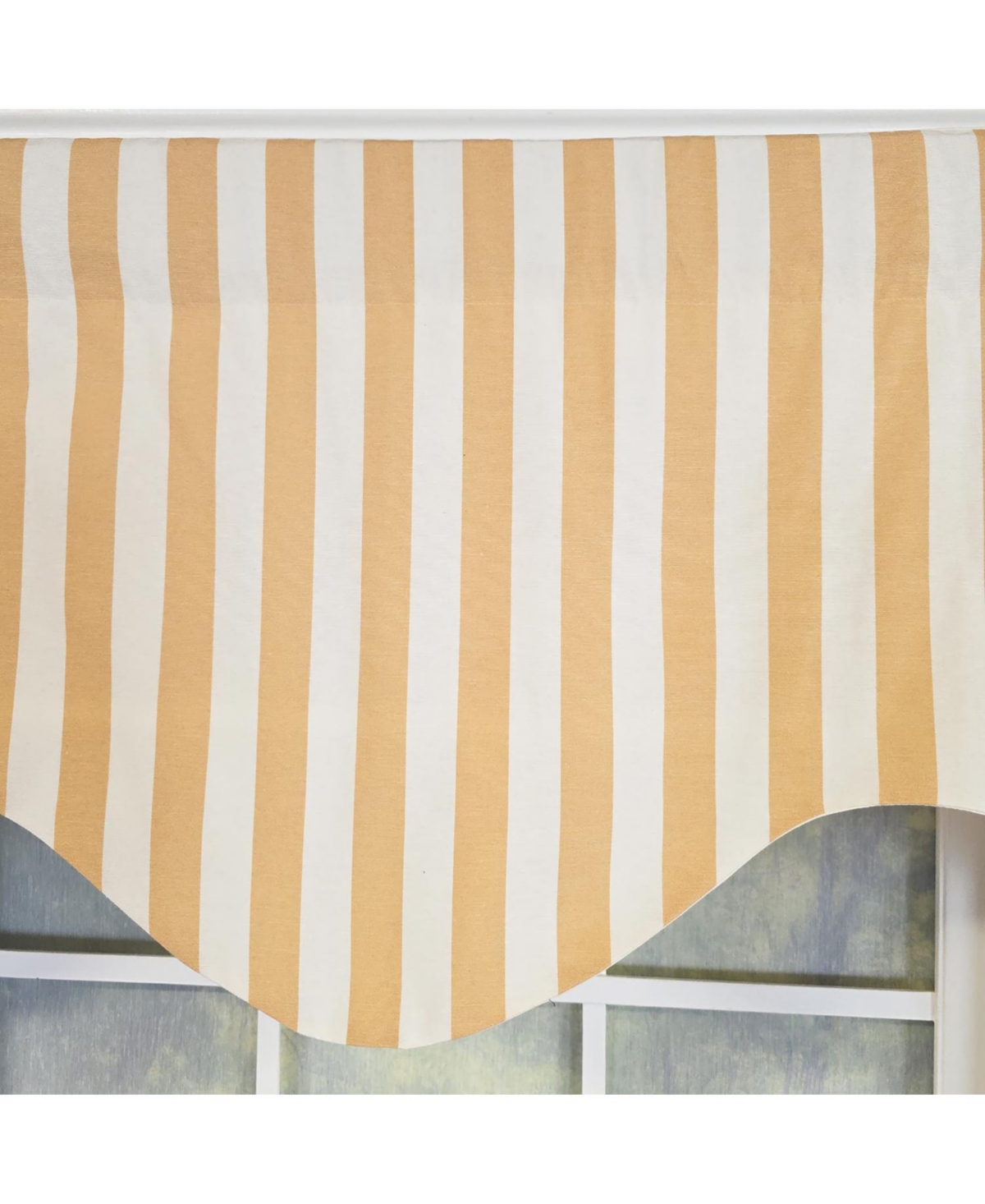 Rlf Home Playa Stripe Cornice Traditional Valance Tan 100% Cotton Lined 50" x 17" Tan