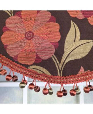 Lady Diane Cornice Valance Brown with Multicolor Tassel Trim 100% Cotton Fits Up to 48"W 50" x 17"  Brown