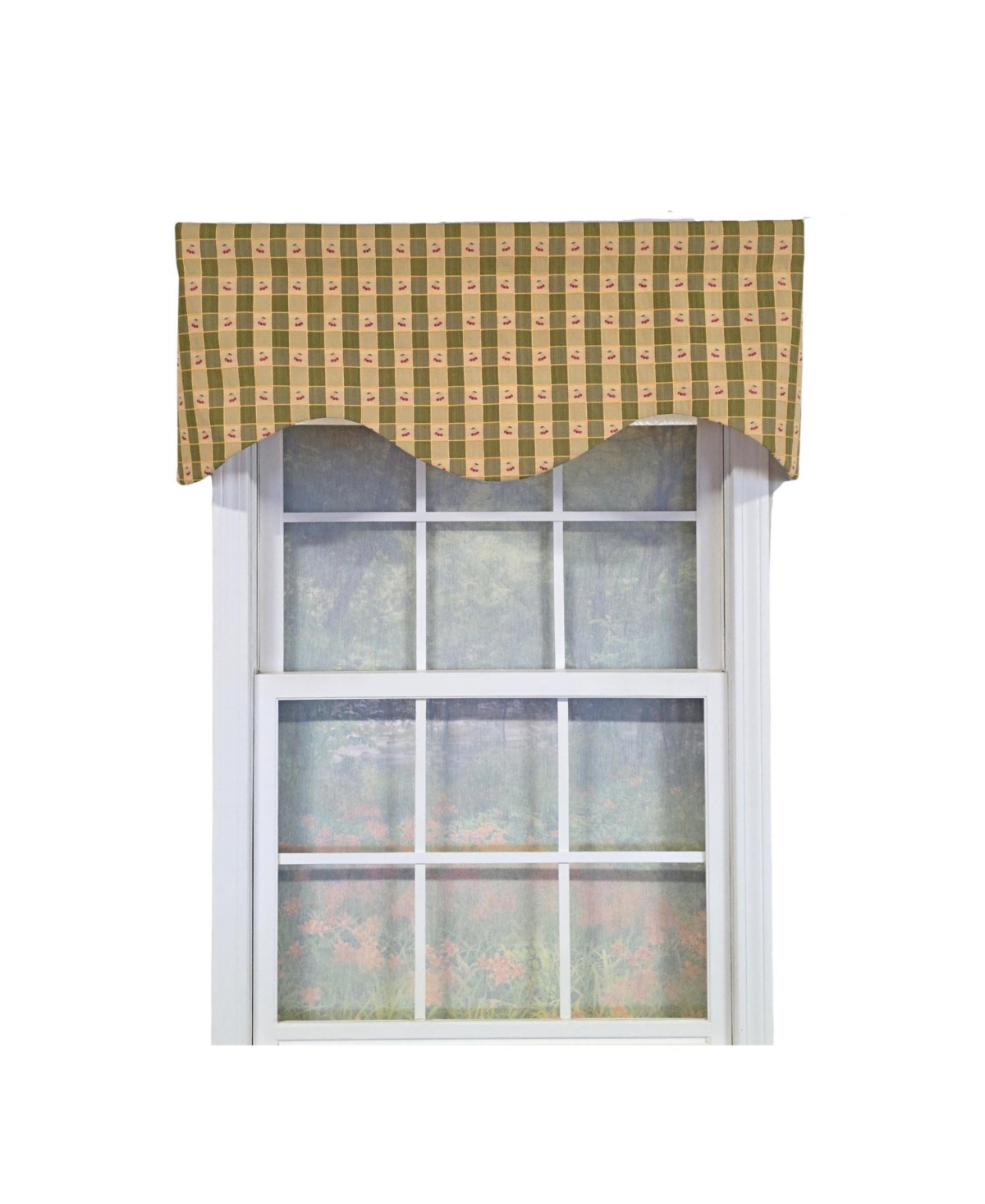 Rlf Home 100% Cotton Cherry Plaid Cornice Fully lined Windows Rod Pocket Valance 50" x 17" Green