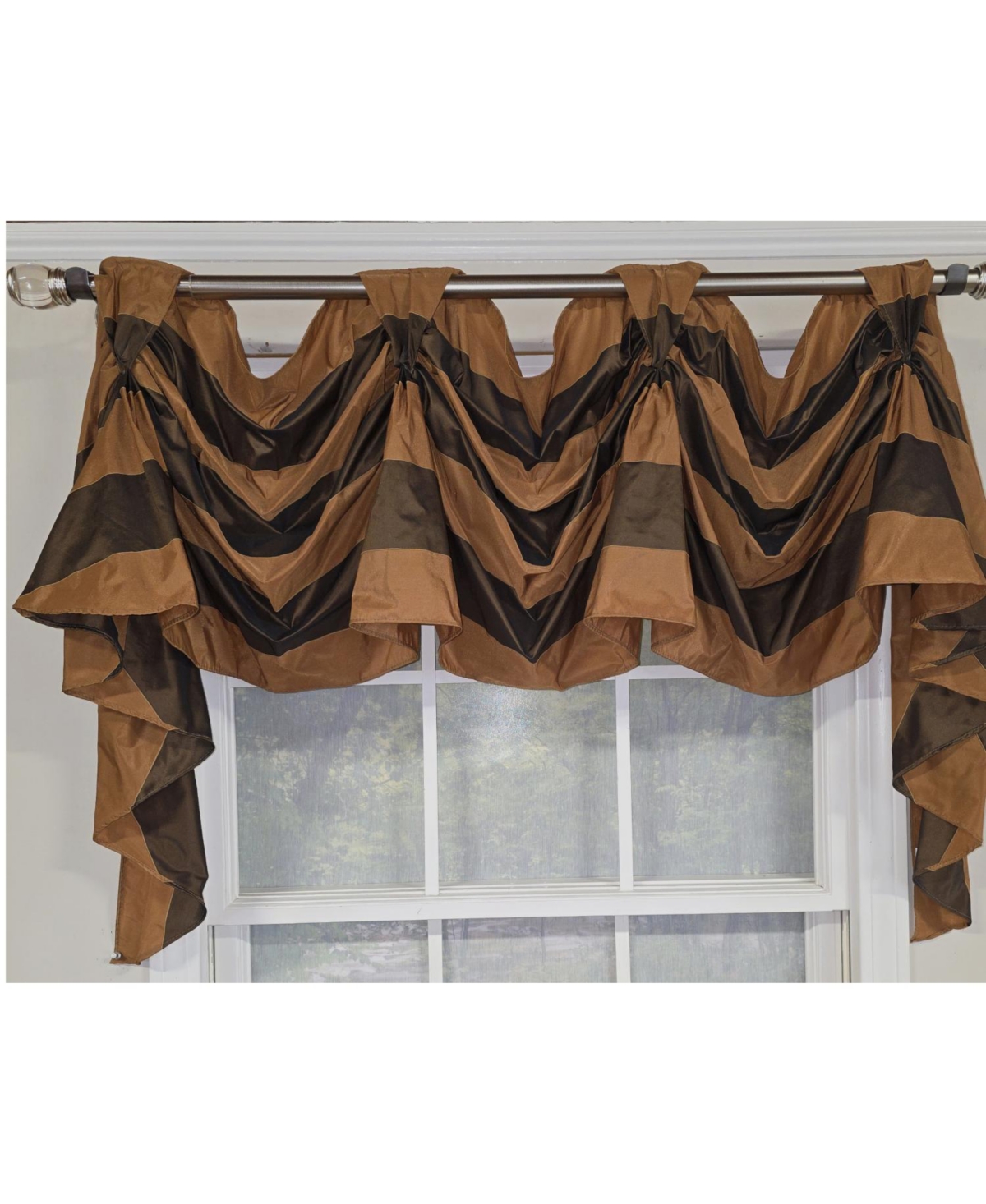 Rlf Home 100% PolyesterPascal 3-s Victory Swag Unlined Windows Tab Top Valance 60" x 25" Brown