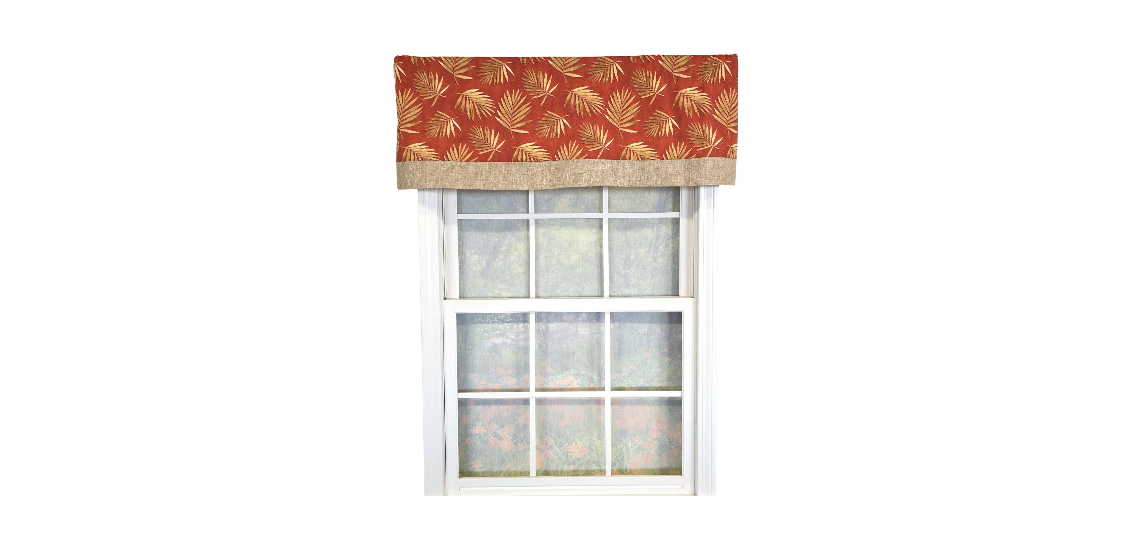 Rlf Home 100% Cotton Hawthorn Banded With Poly/Cotton Ivory lining Rod Pocket Valance 50" x 17" Red
