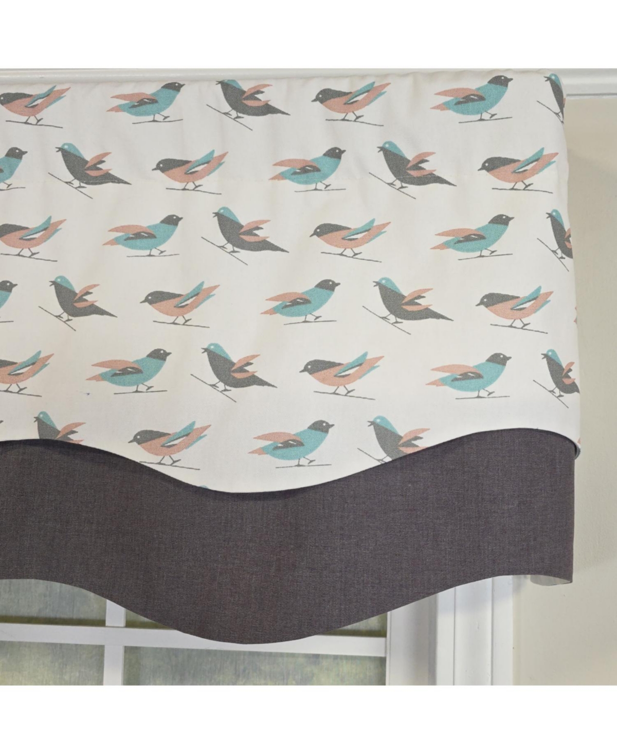 Rlf Home 100% Cotton Avain Glory Fully lined Windows Rod Pocket Valance 50" x 16" Gray