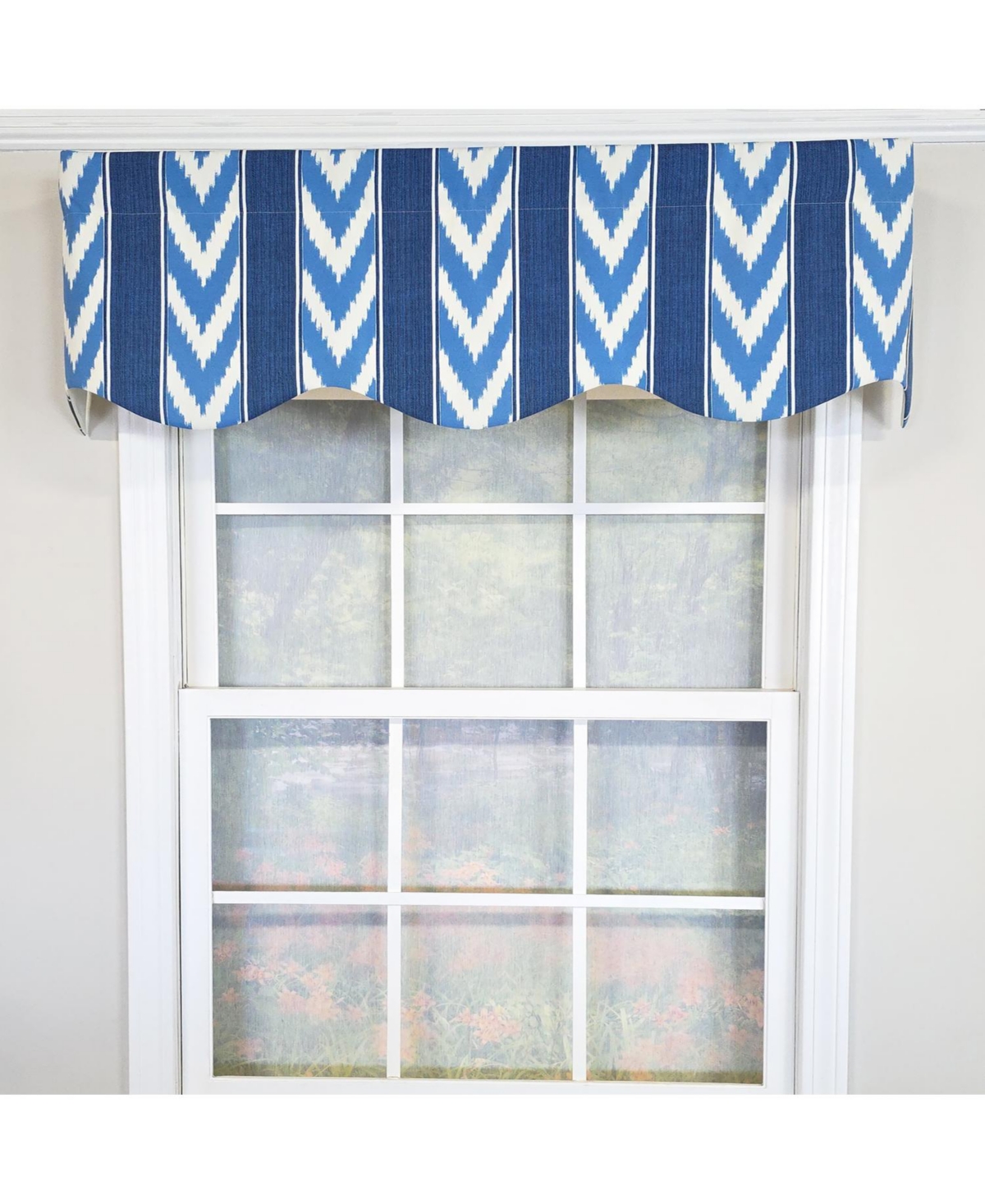 Rlf Home 100% Cotton Sonar Provance Fully lined Windows Rod Pocket Valance 50" x 15" Blue