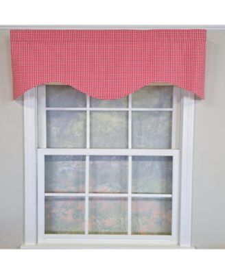 Cherry Check Cornice Valance - 100% Cotton with Ivory Lining 50" x 17"  Red