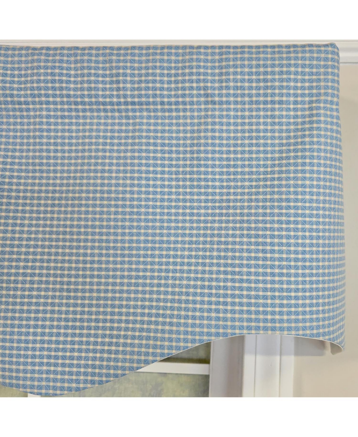 Rlf Home 100% Cotton Shepherd Check Regal Fully lined Windows Rod Pocket Valance 50" x 17" Blue
