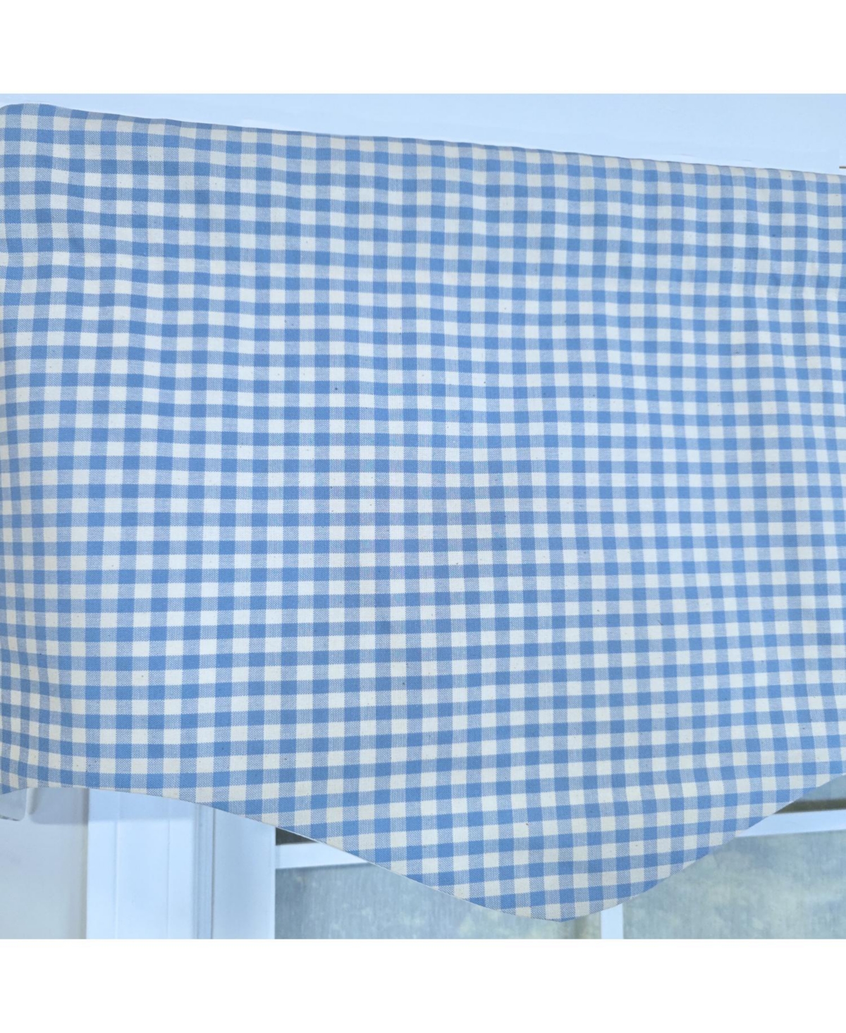 Rlf Home 100% Cotton Gingham Regal With Poly/Cotton Ivory lining Rod Pocket Valance 50" x 17" Blue