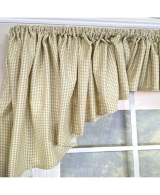 100% Cotton 3-PC Crosswell Center/Jabot set Fully lined Rod Pocket Valance 75" x 23"  Sage