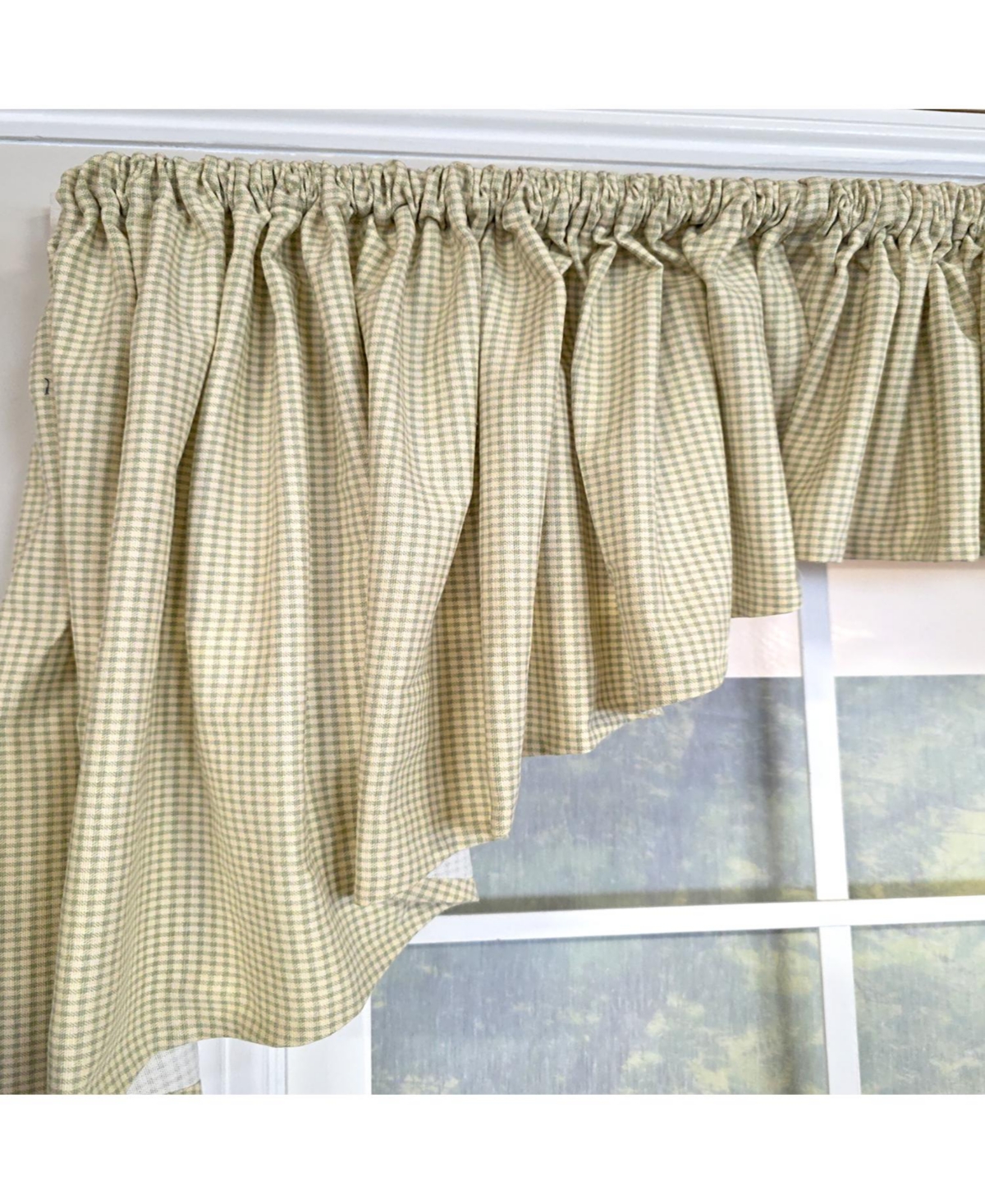 Rlf Home 100% Cotton 3-pc Crosswell Center/Jabot set Fully lined Rod Pocket Valance 75" x 23" Sage