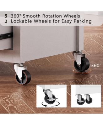 CASAINC 52" Wood Rolling Drop Leaf with Spice Rack, Towel Rack, Doors, Drawers & Adjustable Shelf Kitchen Island