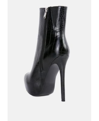 Womens orion high heeled croc ankle boot